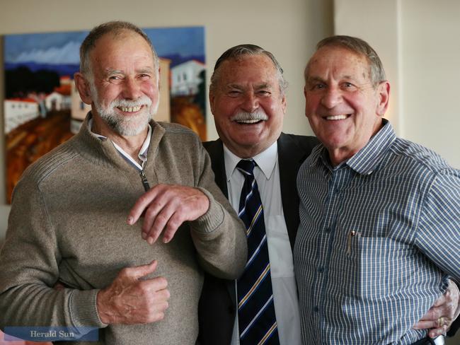 Reminiscing ... (left to right) Bryan Kenneally, Ron Barassi and Hassa Mann.