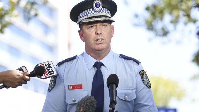 Inspector Matt Hyde address the media about the shooting.