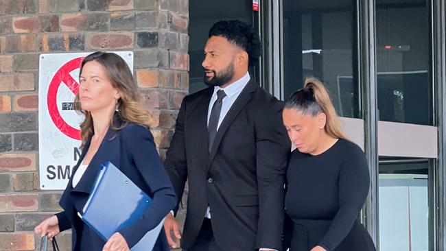 St George Illawarra Dragons player Francis Molo leaving Port Kembla Local Court on Wednesday. Picture: Dylan Arvela