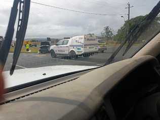 CRASH: Emergency services are currently at the scene of a two-vehicle crash on the Warrego Highway in the Lockyer Valley. Picture: Contributed