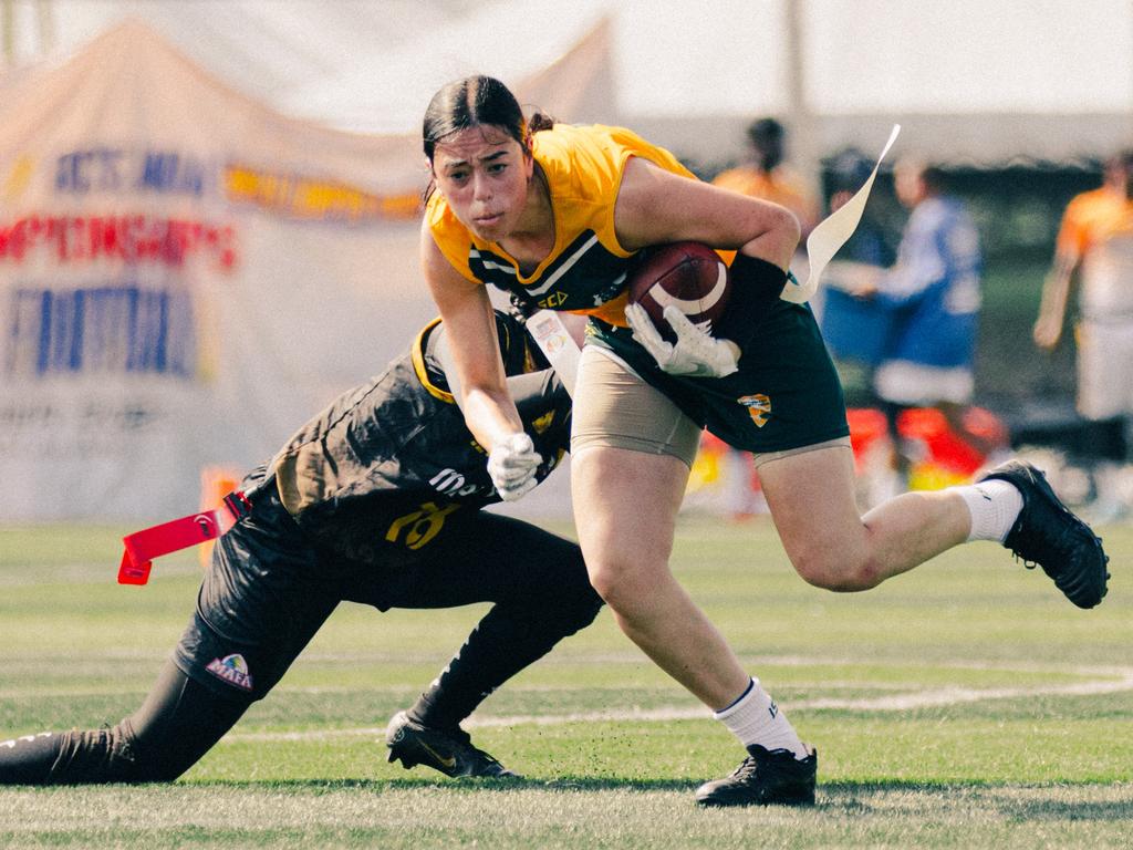 Australia’s Olivia Manfre is on a US college scholarship for flag football.