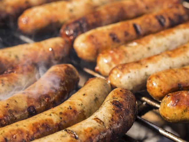 barbecue in Germany with sausages, steaks and potatoe salad