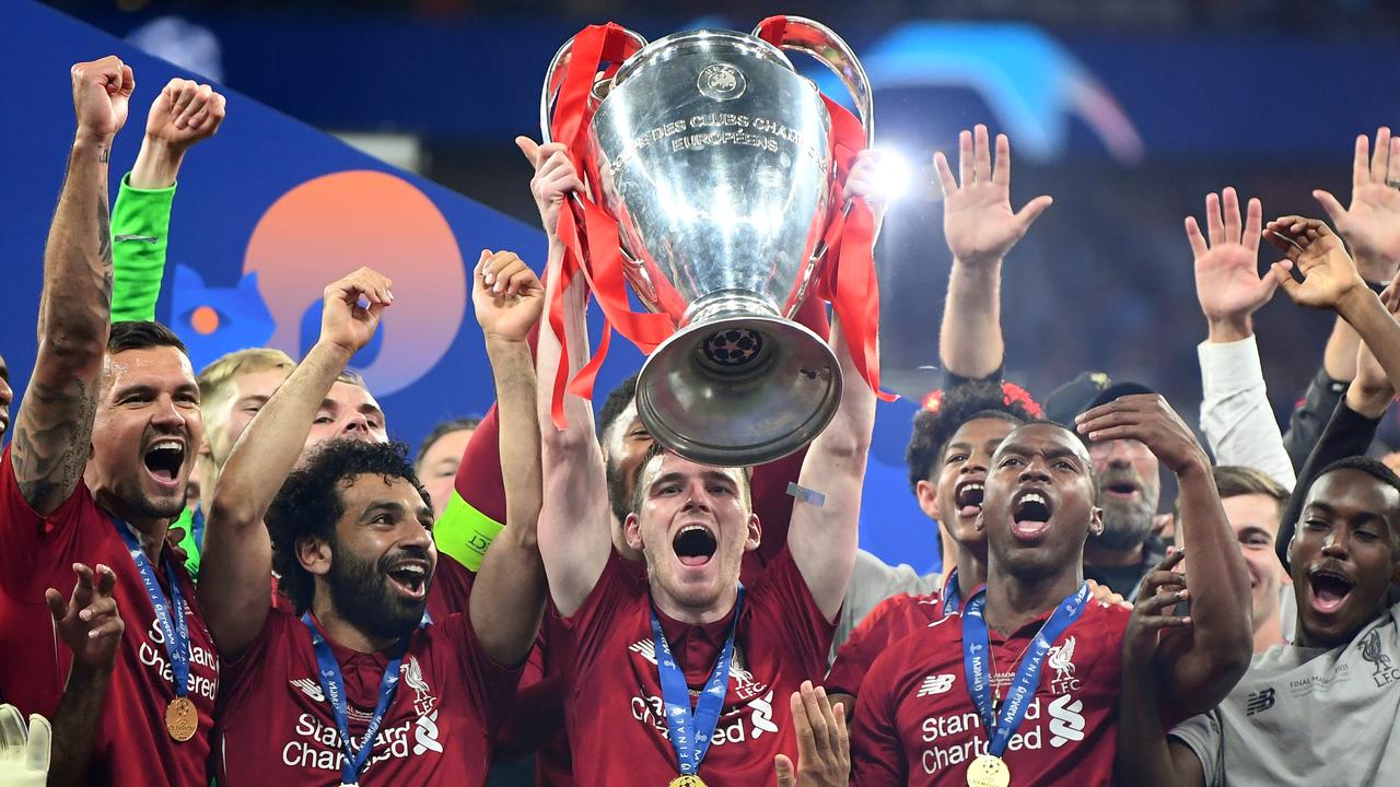 Andy Robertson lifts the Champions League trophy