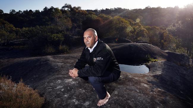 Nathan Moran, from the Metropolitan Local Aboriginal Land Council, at the site of the controversial new housing development planned for Belrose. Picture: Sam Ruttyn