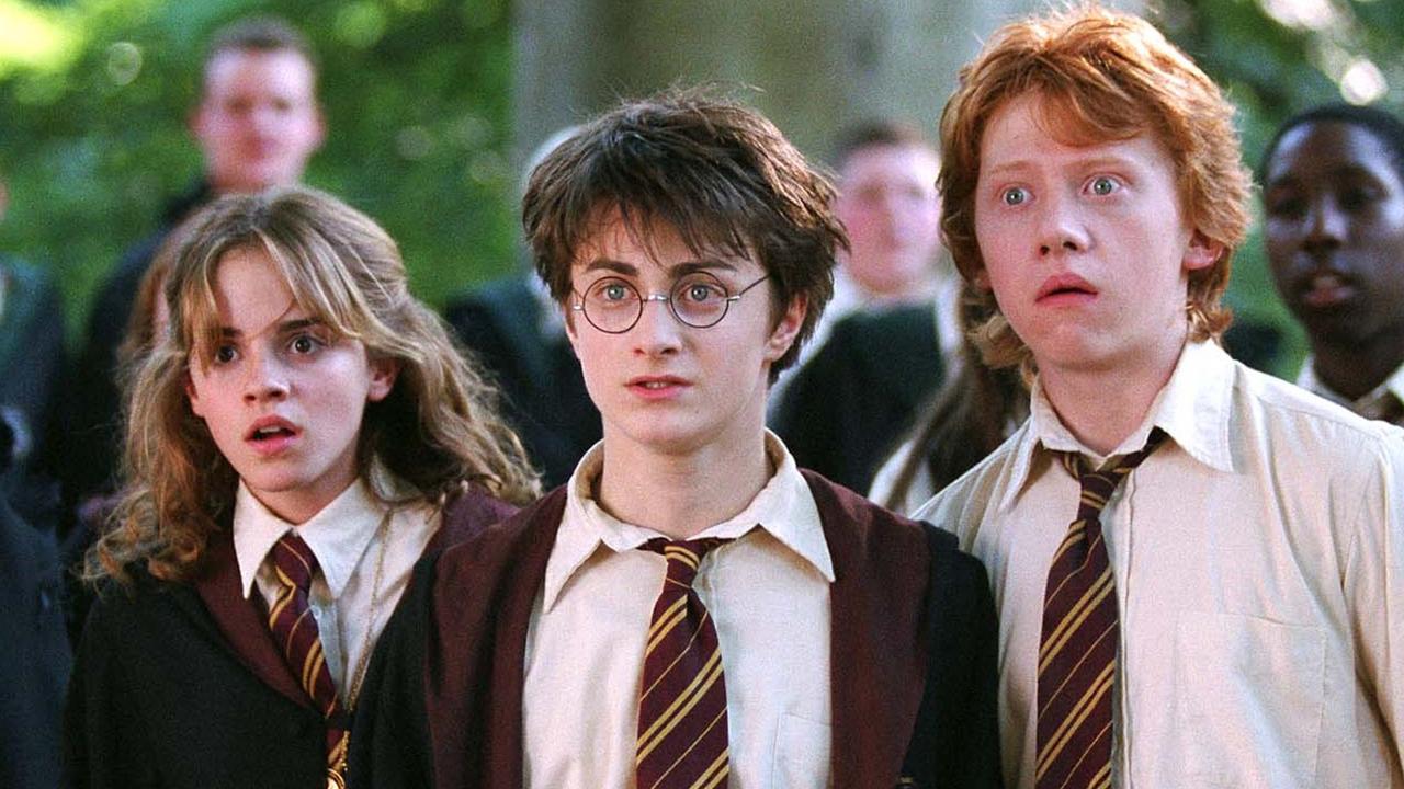 Emma Watson, Daniel Radcliffe and Rupert Grint in a scene from Harry Potter and the Prisoner of Azkaban.