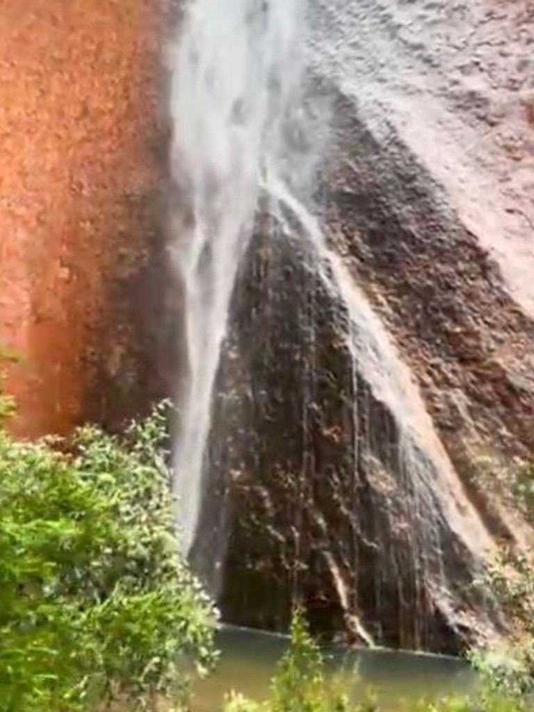 The waterfalls were seen at Uluru over the weekend.