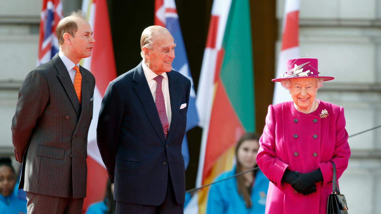 Prince Edward, Earl of Wessex, Prince Philip, Duke of Edinburgh and Queen Elizabeth II attend the launch of The Queen's Baton Relay for the XXI Commonwealth Games being held on the Gold Coast in 2018 at Buckingham Palace on March 13, 2017 in London, England. Picture: Max Mumby/Indigo/Getty Images