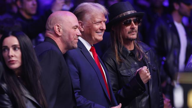 Former U.S. President Donald Trump, UFC president Dana White, and Kid Rock pose for a photo. Picture: Sarah Stier/Getty Images