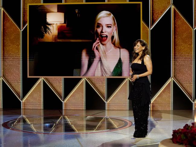 Anya Taylor-Joy wins at the Golden Globes. Picture: Getty