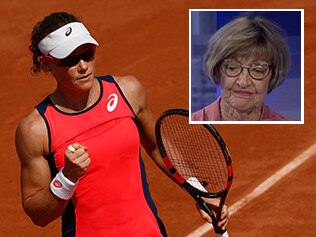 PARIS, FRANCE - MAY 29: Samantha Stosur of celebrates during the ladies singles first round match against Karen Kristina Kucova of Slovakia on day two of the 2017 French Open at Roland Garros on May 29, 2017 in Paris, France. (Photo by Adam Pretty/Getty Images)