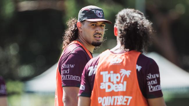 Manly recruit Kelma Tuilagi sporting his new club colours after his move from the Wests Tigers. Picture: Supplied.