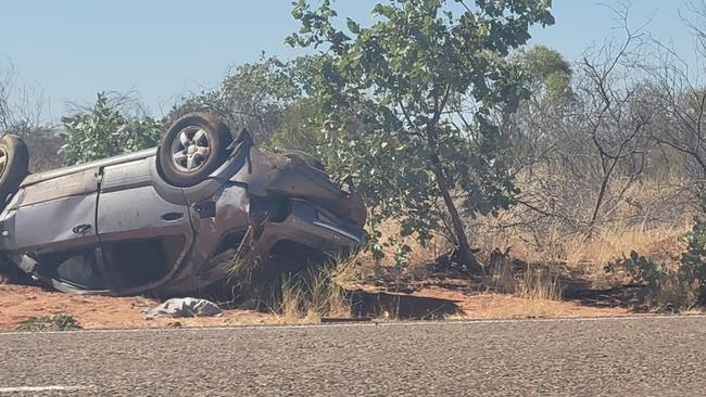 One person has died in a single vehicle crash along the Stuart Hwy near Tennant Creek. Picture: Supplied