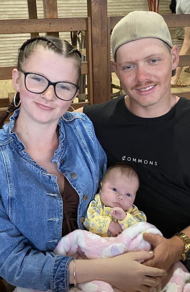 Charmayne Scott and Lauchlan Tucker with their baby.