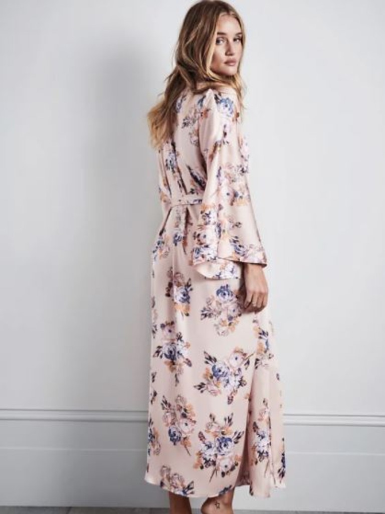 Marks &amp; Spencer Satin Floral Print Long Dressing Gown