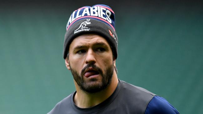 Adam Ashley-Cooper of Australia reacts during a training session at Twickenham.