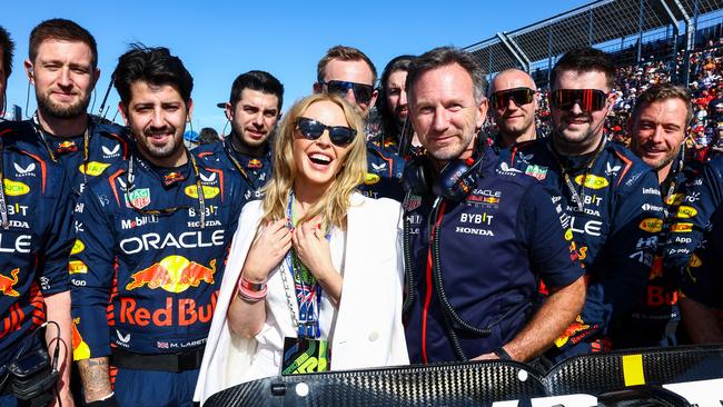 Kylie Minogue poses at the 2023 Australian Grand Prix. Photo by Mark Thompson/Getty Images.