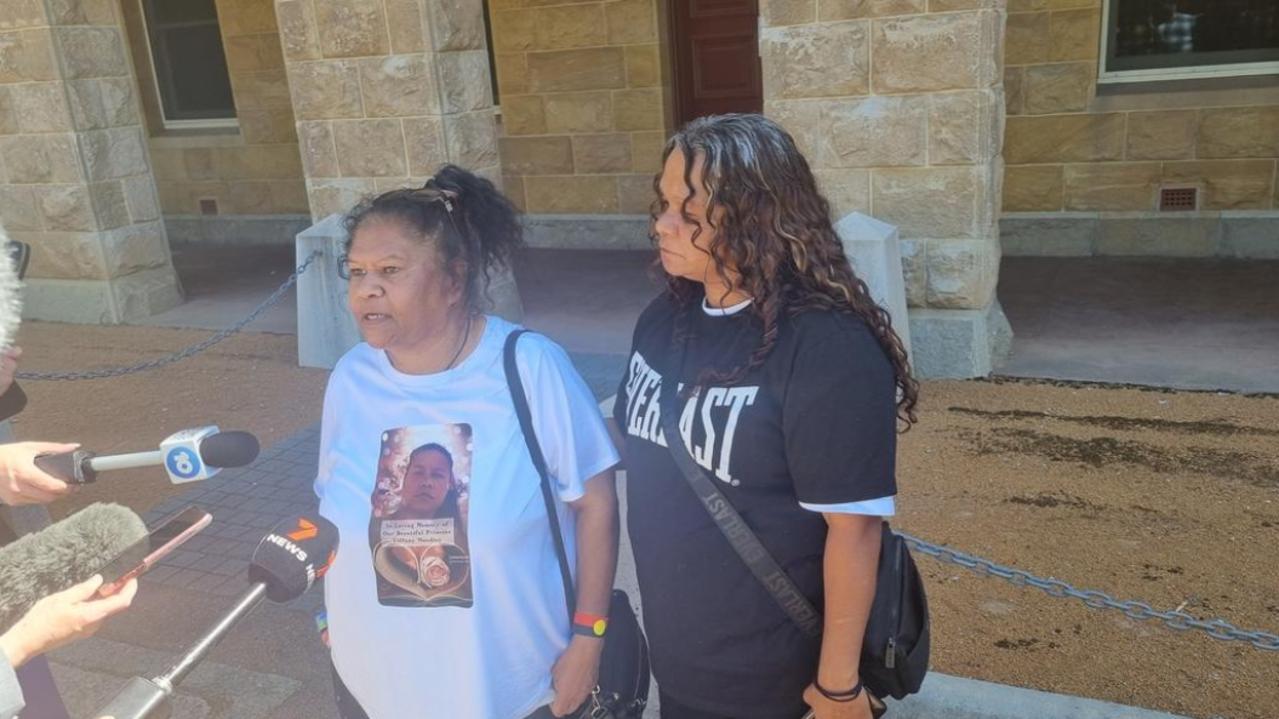 Tiffany Woodley's aunt Rosalie Pickett (left) outside Stirling Gardens Magistrates Court last year. Picture: NewsWire / Anthony Anderson