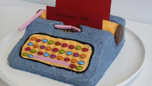 Josh Earl has baked the typewriter cake over 50 times! Photo: Felicity Glennie-Holmes