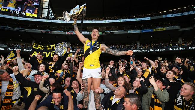 Martin celebrates with the Premiership Cup after Richmond defeated the Adelaide Crows in the 2017 AFL Grand Final at the MCG. Picture: Phil Hillyard