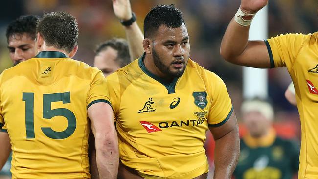 Wallaby prop Taniela Tupou during the Test against the Springboks in Brisbane on Saturday. Picture: Getty Images