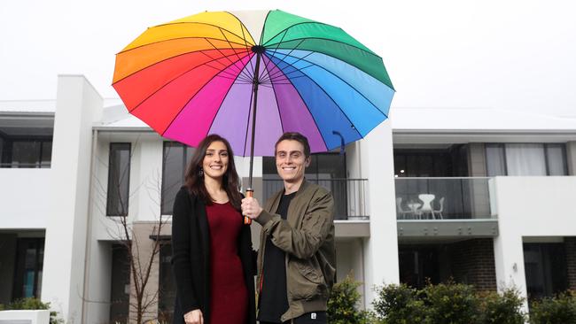 Teachers Sharlene and Ben Fracarossi at their new home in Oran Park. Picture: Jonathan Ng