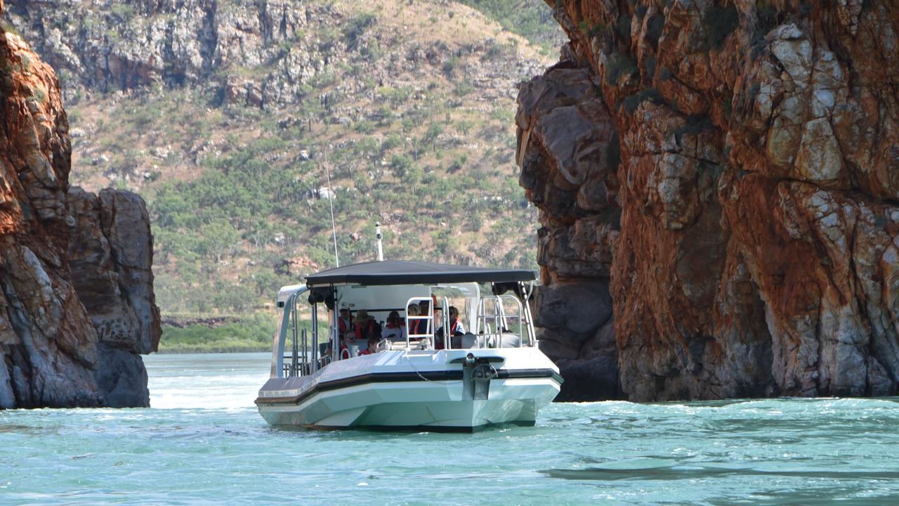 A tour boat seen at Horizontal Falls in 2021. Picture: Victoria Nielsen/news.com.au