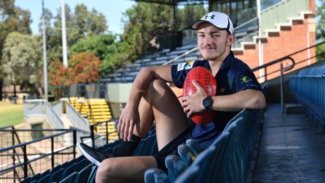 Josh Morris at Woodville Oval ahead of next month’s AFL national draft. Picture: AAP/Keryn Stevens