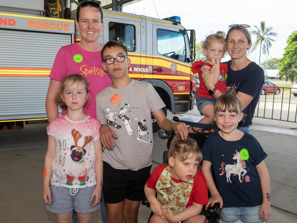 Danni Quast, Erin Quast, James Flynn, Harper Flynn, Madison Flynn, Hayley Flynn and Michelle Flynn, at Special Childrens Christmas Party Mackay Saturday 19 Novemeber 2022. Picture: Michaela Harlow