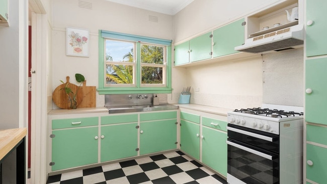 The kitchen is a retro delight.