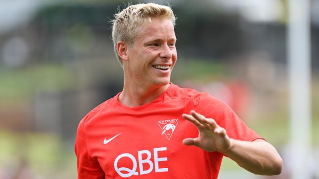 Isaac Heeney booted five goals against the Cats. Picture: Mark Jesser/AFL Photos