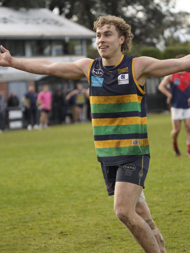 Jack Darmody celebrates his goal with the crowd. Picture: Valeriu Campan