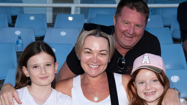 Justine and Brian Burke with their nieces Harper and Amy Higgs. Picture: Monique Harmer