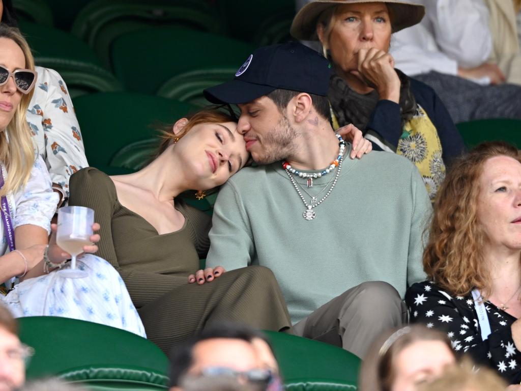 The couple cuddled up to one another during the game. Picture: Karwai Tang/WireImage