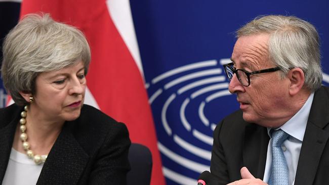 European Commission President Jean-Claude Juncker and Theresa May give a press conference following their meeting in Strasbourg, Picture: AFP.