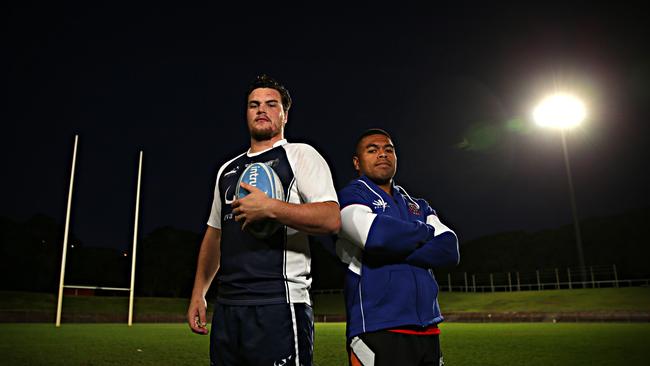 20/9/18 Sam Perkins from the Australian Navy Rugby team  and Sio Tatola from the Manly Marlins at Brookvale Oval. Picture: Adam Yip / Manly Daily