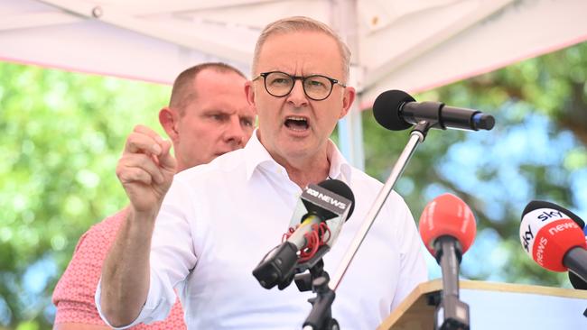 Anthony Albanese speaks on the voice in Sydney. Picture: Jeremy Piper