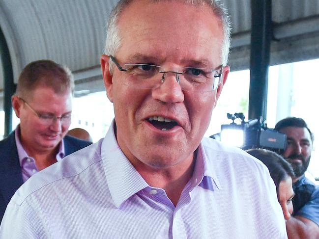 Prime Minister Scott Morrison at a street walk at Strathfield shopping strip in Sydney, Saturday, April 13, 2019. (AAP Image/Mick Tsikas) NO ARCHIVING