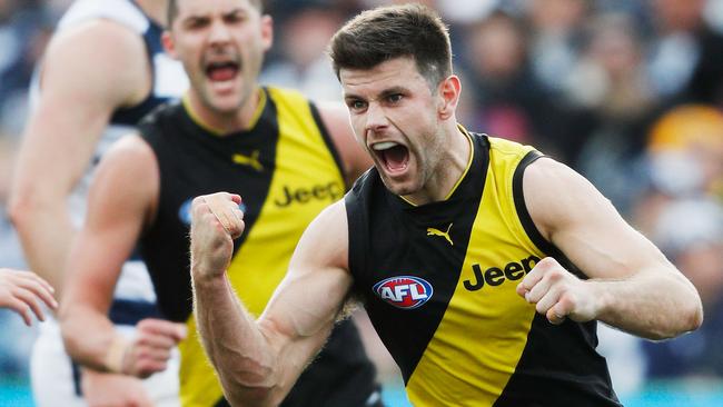 Trent Cotchin knows the Cats will put time into him — will he dominate, or wilt? Picture: Getty Images