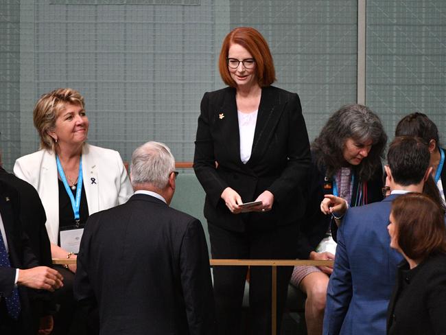 Former prime minister Julia Gillard at the National Apology to survivors of child sexual abuse in the House of Representatives at Parliament House in Canberra, Monday, October 22, 2018. (AAP Image/Mick Tsikas) NO ARCHIVING