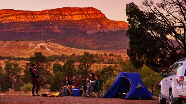 One of the SATC’s images of South Australia: Camping at Rawnsley Park Station.