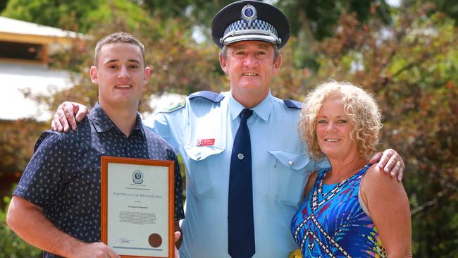 Chief Inspector Bob Fitzgerald with son Ryan and wife Kate Fitzgerald. Picture: Angelo Velardo