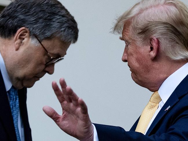 ‘Unusual year’. US Attorney General William Barr with President Donald Trump. Picture: AFP