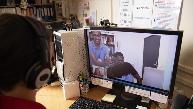 Burns and Scar Occupational therapist Bree Ryan consults with  burn patient Kieran de Santiago via Telehealth service about his scar management following bilateral upper limb hot oil burns on Friday, June 14,2019 Picture: KERI MEGELUS