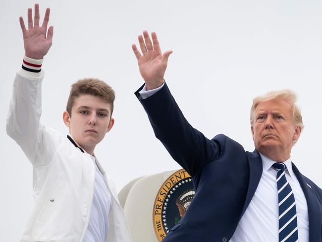 Donad Trump and his 14-year-old son, Barron. Picture: AFP