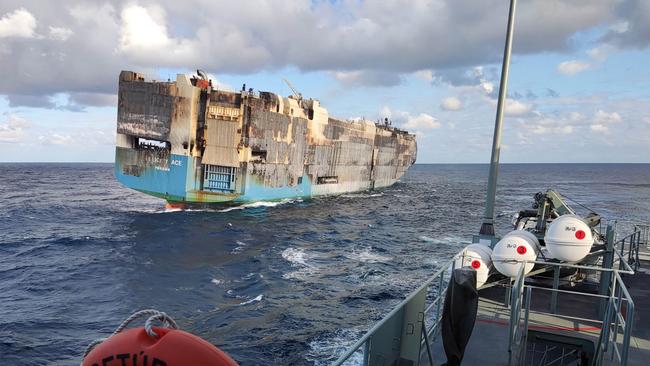 The burning Felicity Ace sank last week. Picture: Portuguese Navy/AFP