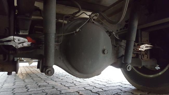 Yes, those are vice grips again. Yes, those are the brake assemblies and no this is not legal. Picture: SAPOL