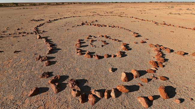 A newly rediscovered ancient giant Scorpious Stone Arrangement in the remote desert of far western Queensland is offering new clues about the Mithika indigenous history. Picture: Lyndon Mechielsen/The Australian