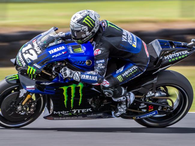 Moto GP, 2019. Phillip Island. Maverick Vinales in turn 8 during practice. Picture: Jake Nowakowski