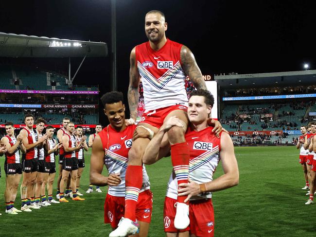 The Swans are no closer to locking in plans to farewell Lance Franklin. Picture: Phil Hillyard