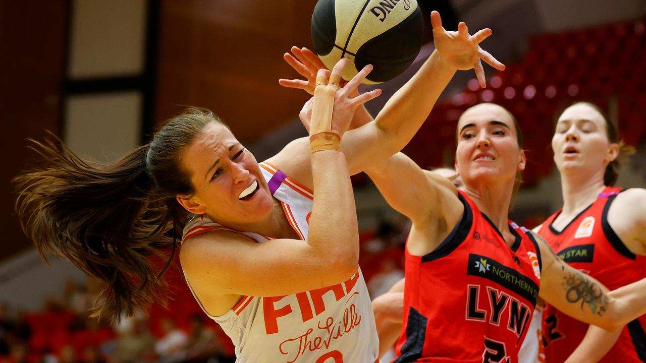 Alicia Froling of the Fire attempts to grab the rebound ball during the round two WNBL match between Perth Lynx and Townsville Fire at Bendat Basketball Stadium, on November 06, 2024, in Perth, Australia. (Photo by James Worsfold/Getty Images)